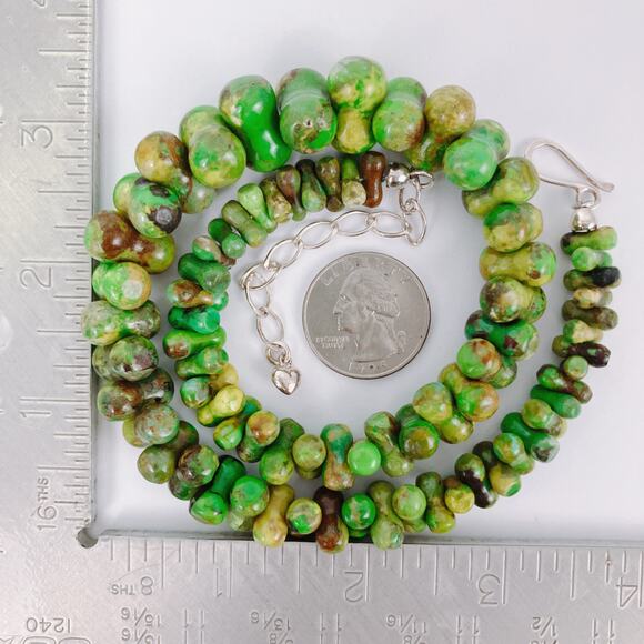 Signed Jay King DTR Green Turquoise Sterling Silver Gemstone Bead Necklace VTG - Picture 10 of 12